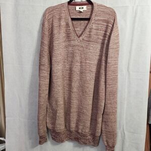 Joseph Abboud Sweater Mens Maroon Stripe Cotton/Poly Blend V Neck Pullover 2XLT